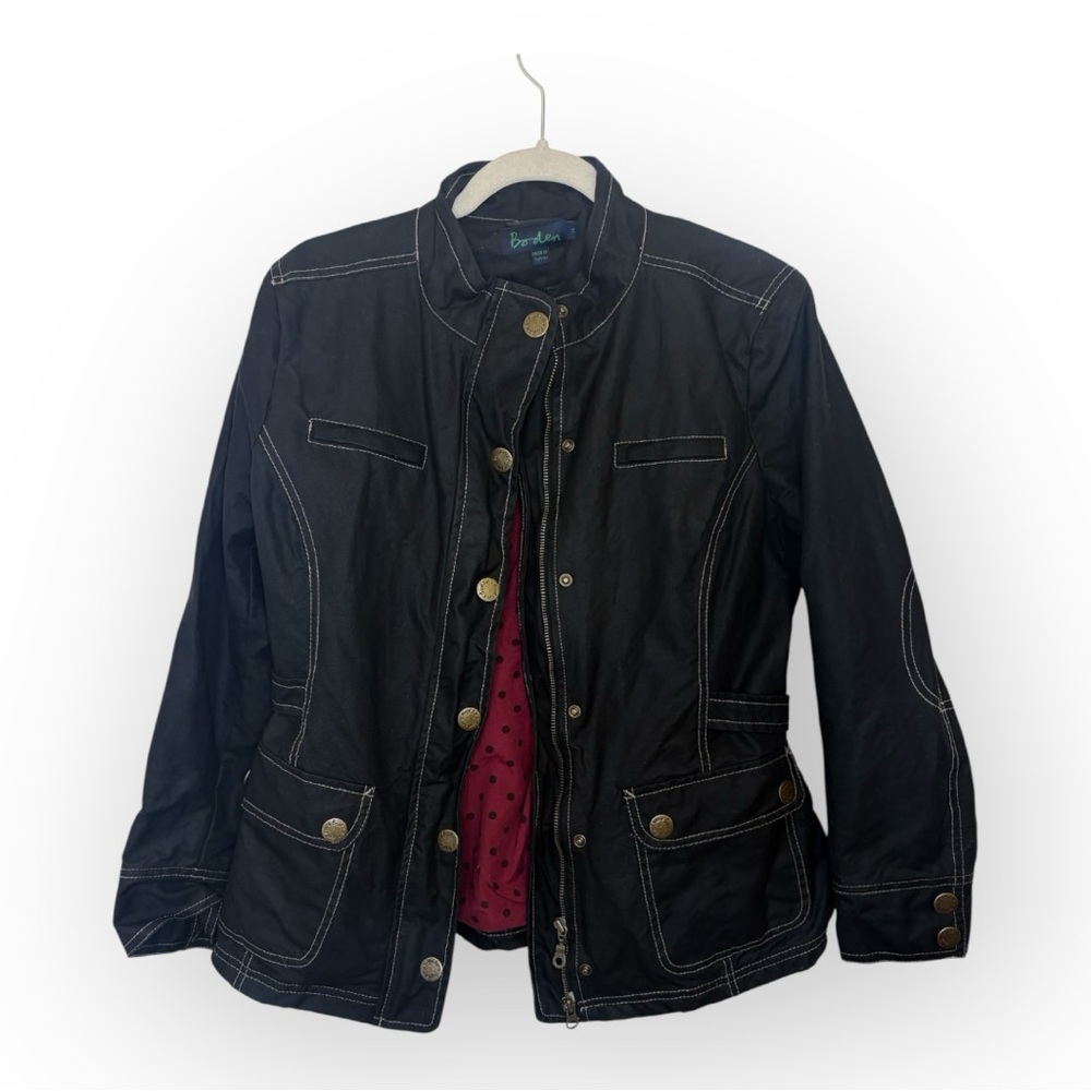 Boden Black Utility Jacket with Pink Lining